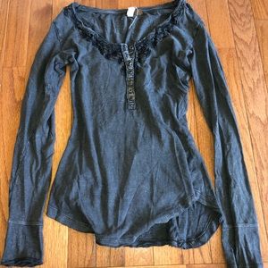 Free People Long Sleeve Blue Shirt